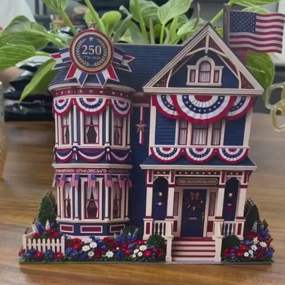 USA 250 Years Anniversary Wooden Block | Personalized Wood Block | Patriotic USA Flag Shelf Decoration 684971