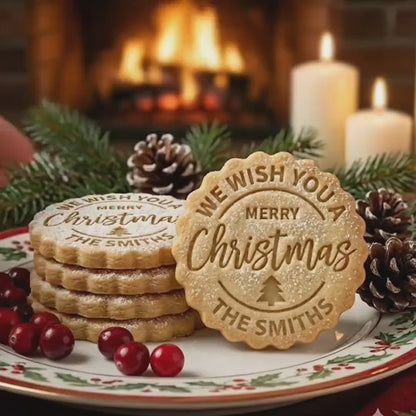 Custom Family Name Christmas Cookie Stamp & Cutter, Personalized Merry Christmas Baking Stamp 686919 WFD