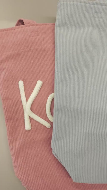 Personalized Tote Bag, Custom Mom Grandma Corduroy Tote, Chunky Yarn Name Purse, Mothers Day Gift 684843