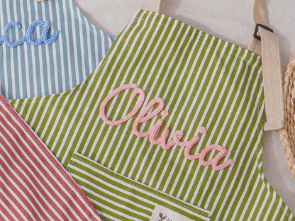 Personalized Striped Kitchen Apron with Pocket, Custom Name Cooking Apron, Chef Gift, Housewarming Gift 685574 WFD
