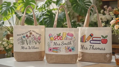 Personalized Teacher Tote Bag, Custom Teacher Name Tote, Teacher Appreciation Gift, Back to School Gift 685495 WFD