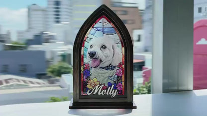 Personalized Pet Photo Memorial Candle Holder, Pet Book Nook, Custom Dog Cat Suncatcher with Name 683826