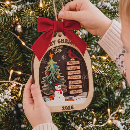 Personalized Family Christmas 2 Layered Wooden Ornament, Custom Names Family Christmas Tree Ornament 686620 WFD