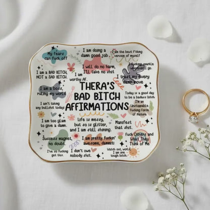 Affirmations Ring Dish | Personalized Trinket Tray | Custom Name Jewelry Tray | Mother's Day Gift 684753