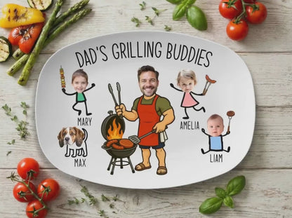 Personalized Photo Dad’s Grilling Plate, BBQ Serving Tray, Father’s Day Gift From Kids, Custom Dad Plate 685116