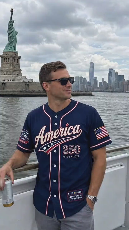 Custom 250 Years Anniversary USA Baseball Jersey, Personalized Name Patriotic Shirt, America 1776-2026 Jersey 685249 WFD