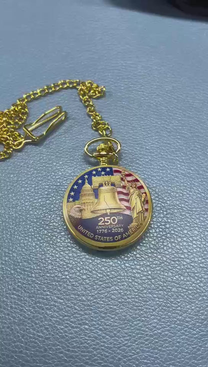USA 250 Years Anniversary Commemorative Pocket Watch, 250 Years of Freedom 1776–2026 Pocket Watch 684028