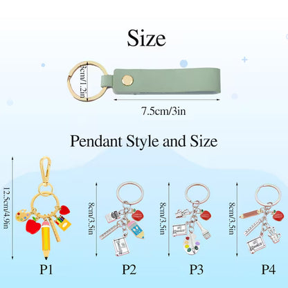 Personalized Teacher Keychain, Custom Name Leather Keychain, Teacher Appreciation Gift, Back to School Gift 684916