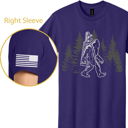 Bigfoot Golfer Shirt | Funny Sasquatch Golfing T-Shirt | Bigfoot Golf Front & Sleeve Right Print 683892