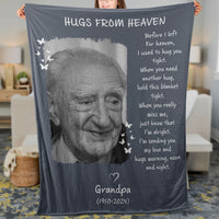 Before I Left For Heaven I Used To Hug You Tight, Personalized Memorial Blanket, Memorial Custom Photo Blanket, Remembrance Gift- 681962
