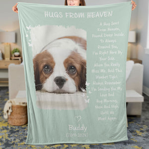 A Hug Sent From Heaven, Personalized Memorial Blanket, Memorial Custom Photo Blanket, Remembrance Gift- 681951