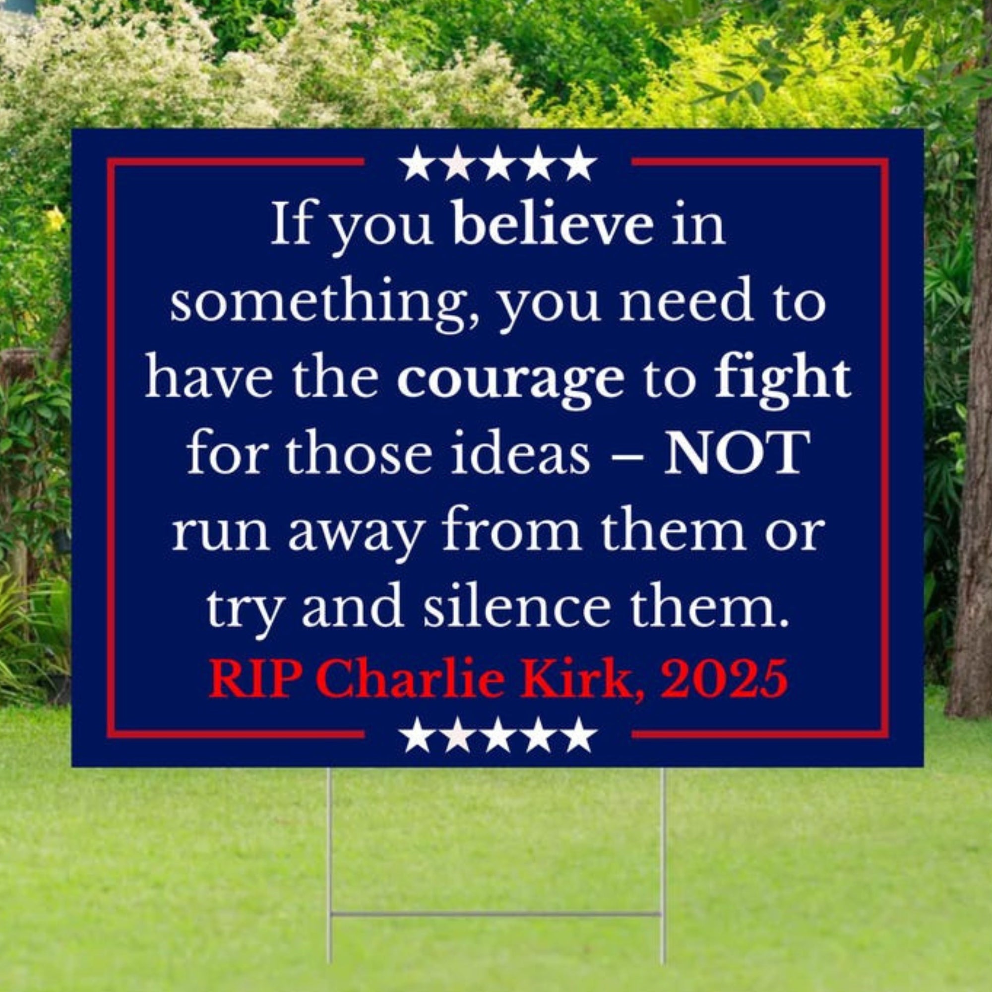 Charlie Kirk Yard Sign | Political Activist Statement Garden Decor | Social Justice for Charlie Sign 682998