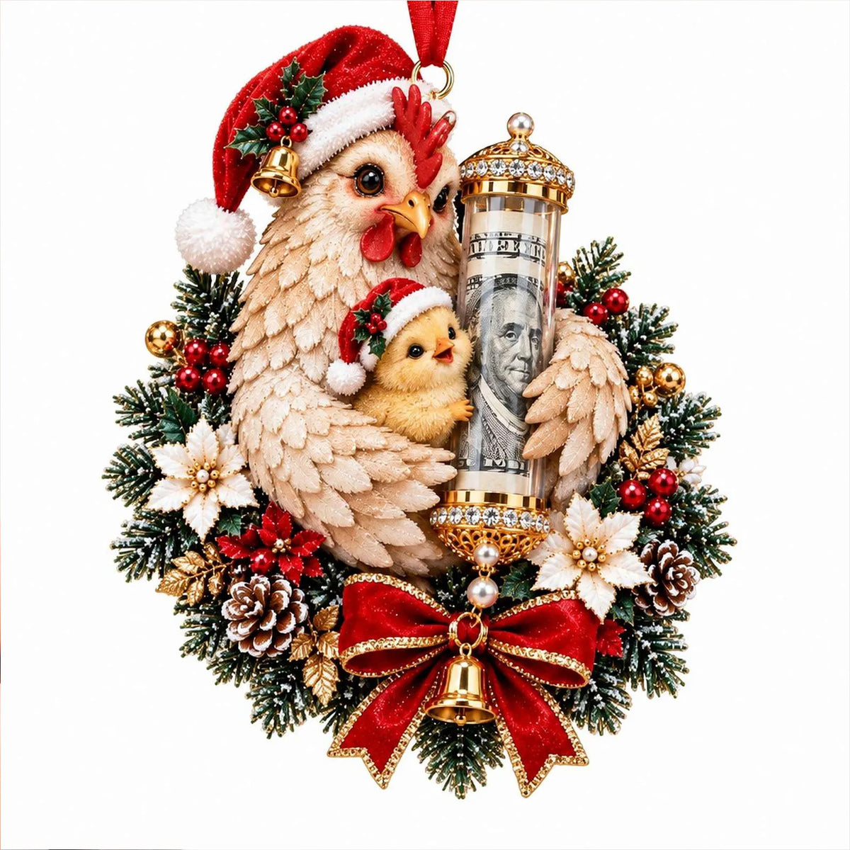 Custom Name Christmas Money Holder Ornament, Cute Festive Acrylic Cash Envelope Gift Holder Tree Hanging Pendant 686940 WFD