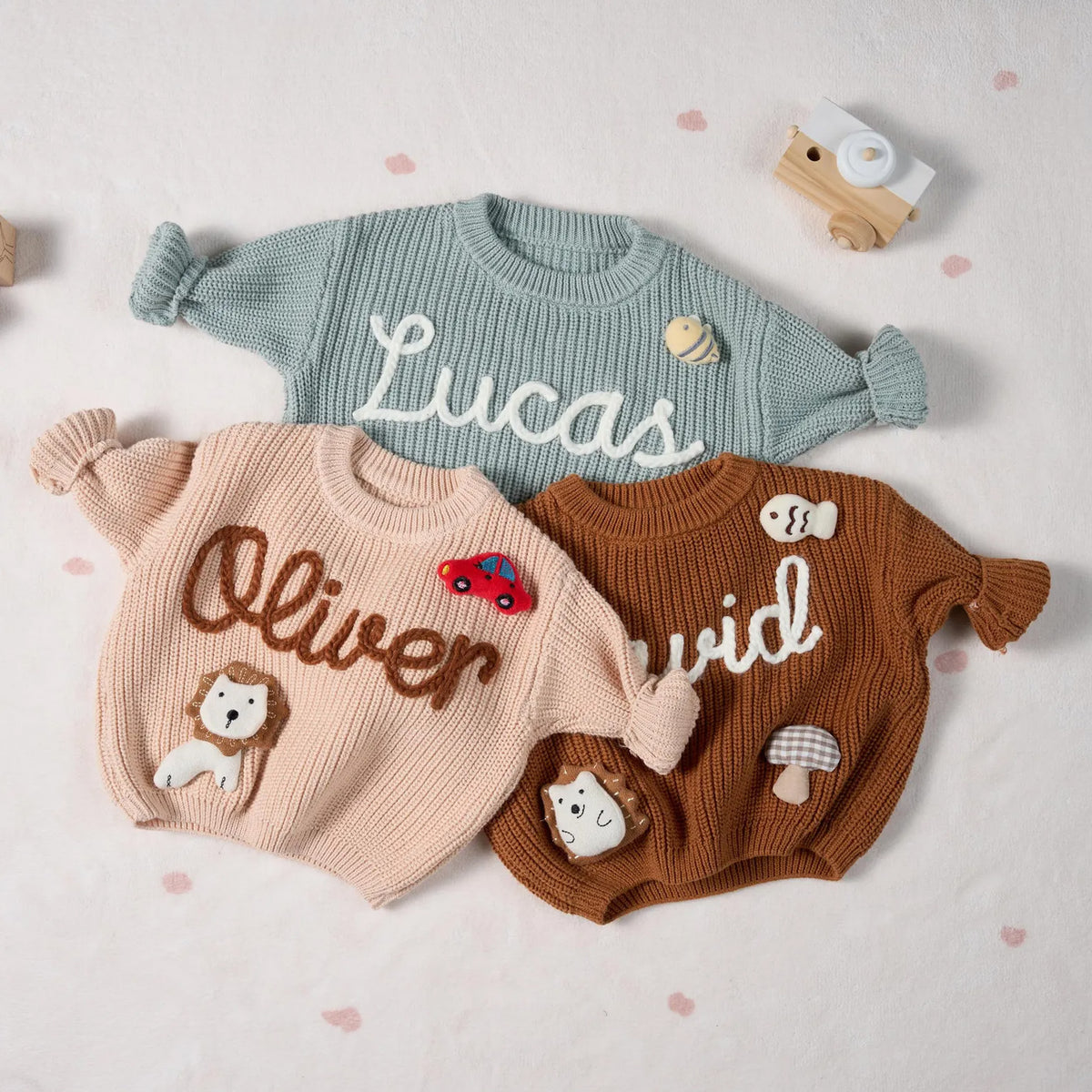 Custom Name Baby Sweater, Personalized Embroidered Toddler Knit Jumper, Baby Shower Gift 686835 WFD
