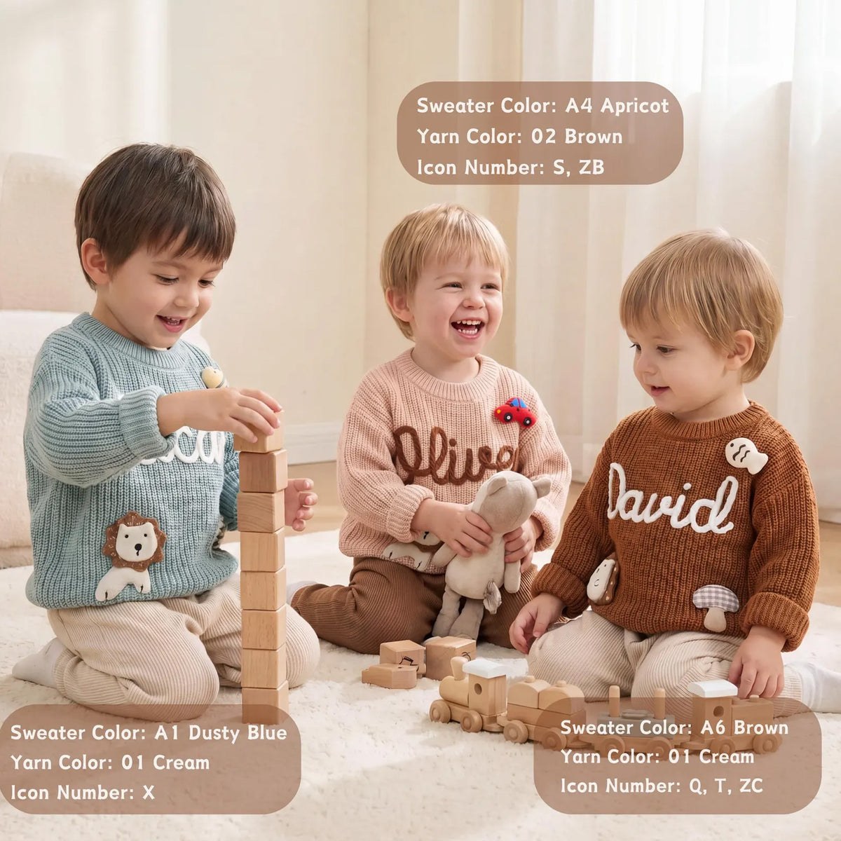 Custom Name Baby Sweater, Personalized Embroidered Toddler Knit Jumper, Baby Shower Gift 686835 WFD