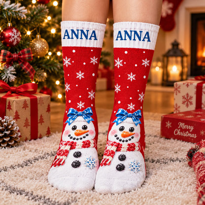 Funny Custom Christmas Socks with Name, Personalized Holiday Socks, Santa & Elf Stocking Stuffer Gifts 686923 WFD