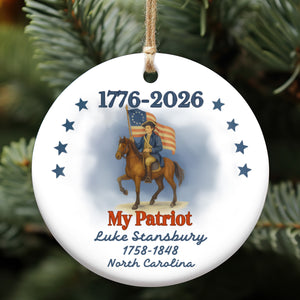 250 Years of America 1776–2026 Ceramic Ornament, Personalized Patriot Descendant Gift, Daughters Sons of the American Revolution Ornament 683120