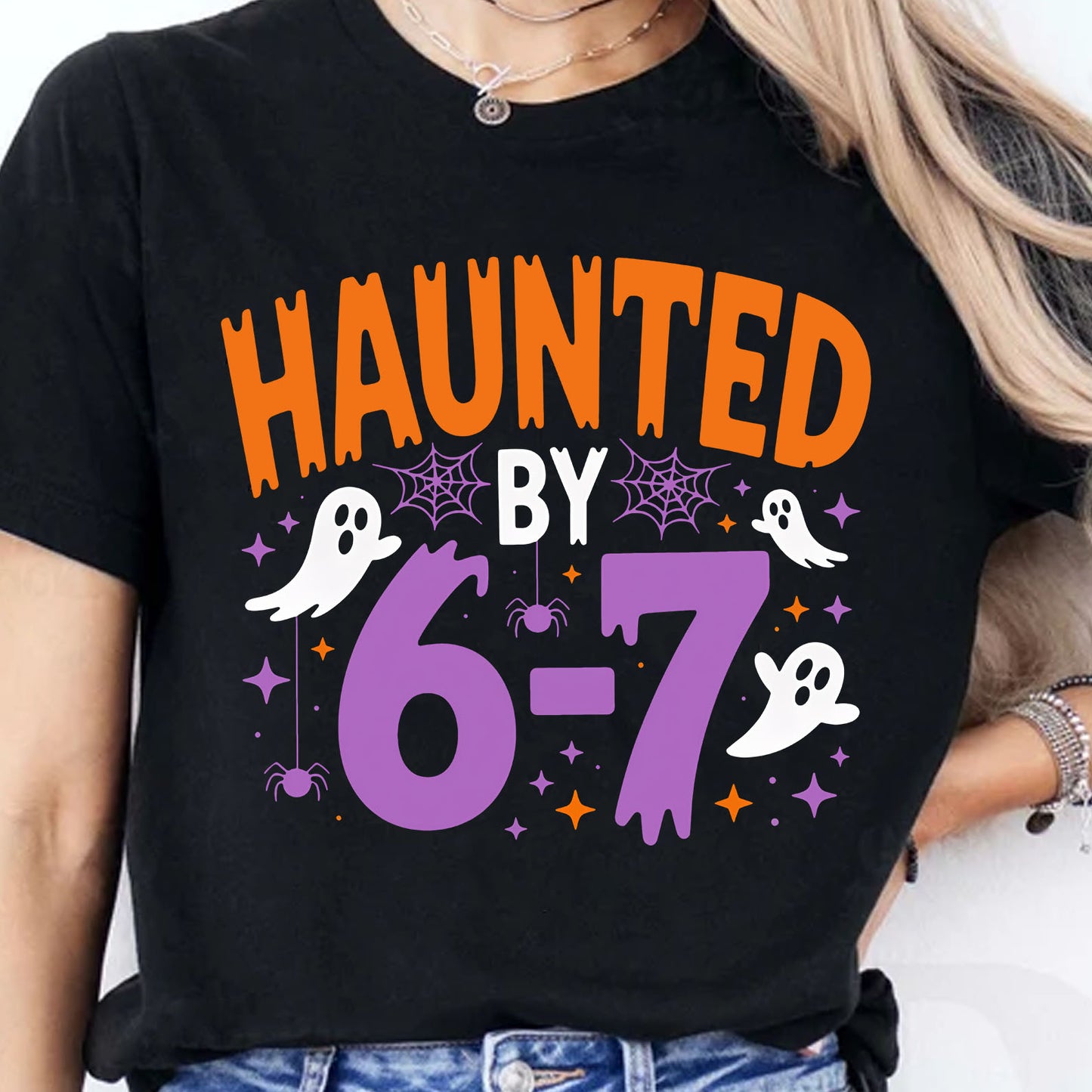 Halloween Six Seven Shirt | Haunted by 6 7 Halloween Shirt | Spooky Meme Tee | Funny Ghost Trendy Halloween Shirt 683183