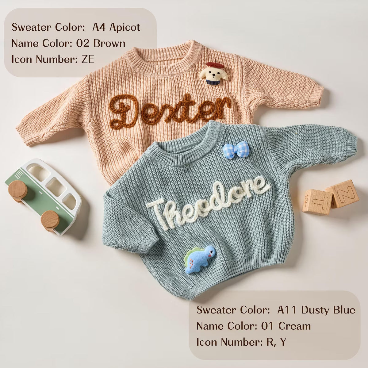 Custom Name Baby Sweater, Personalized Embroidered Toddler Knit Jumper, Baby Shower Gift 686835 WFD