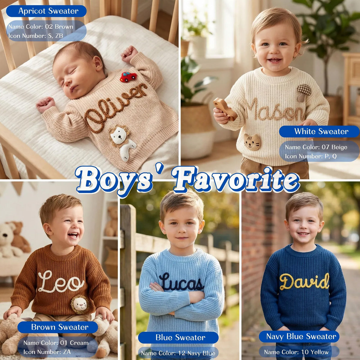 Custom Name Baby Sweater, Personalized Embroidered Toddler Knit Jumper, Baby Shower Gift 686835 WFD