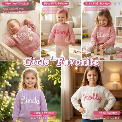 Custom Name Baby Sweater, Personalized Embroidered Toddler Knit Jumper, Baby Shower Gift 686835 WFD