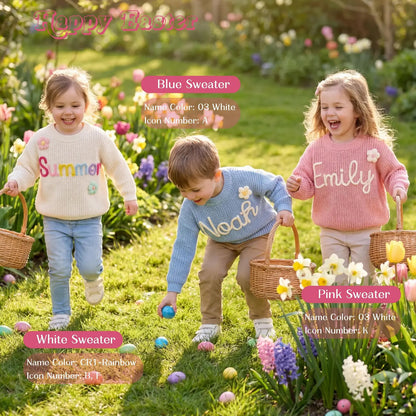 Custom Name Baby Sweater, Personalized Embroidered Toddler Knit Jumper, Baby Shower Gift 686835 WFD