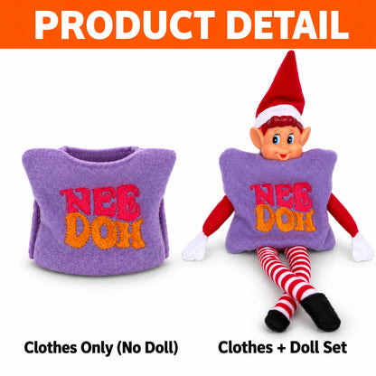 Christmas Elf Doll Embroidered NeeDoh Costume Sweater, Festive Holiday Clothes & Accessories for Elf Doll Props 686678 WFD