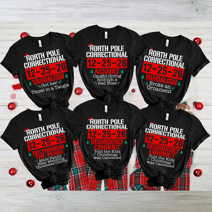 North Pole Correctional Christmas Shirt, Matching Family Christmas Shirts, Funny Xmas Holiday Tee 686770 WFD