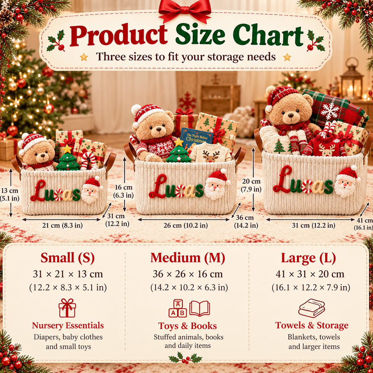 Custom Christmas Basket with Name, Cute Xmas Decor & Gift Holder 686839 WFD