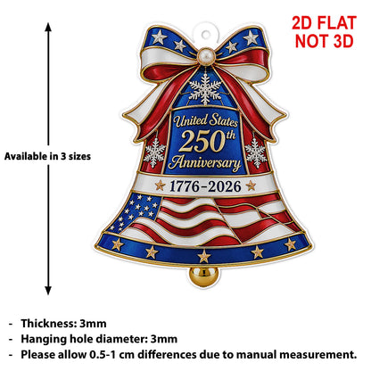 USA 250th Anniversary Christmas Bell Acrylic Ornament 1776-2026 Patriotic Tree Decor 686460