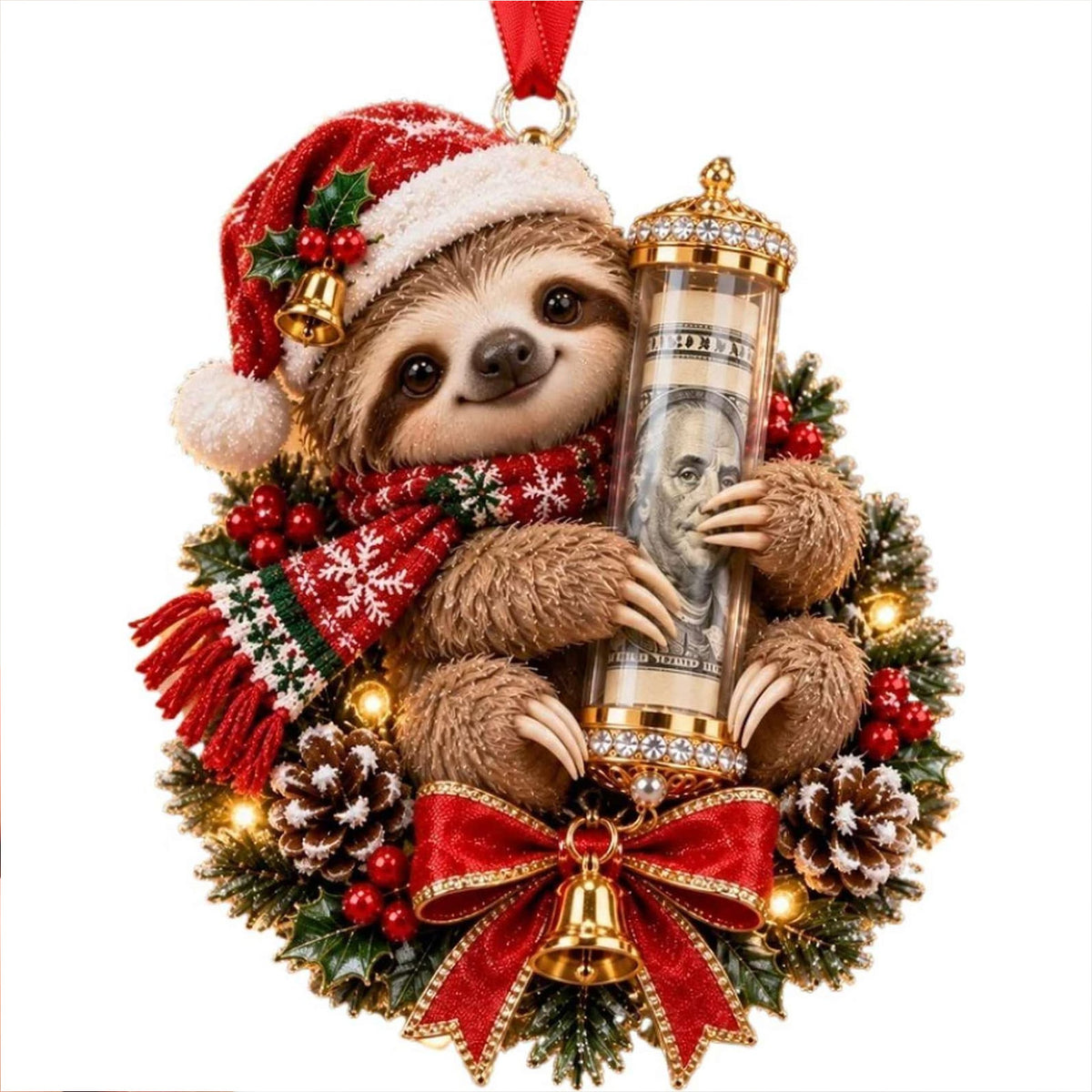 Custom Name Christmas Money Holder Ornament, Cute Festive Acrylic Cash Envelope Gift Holder Tree Hanging Pendant 686940 WFD