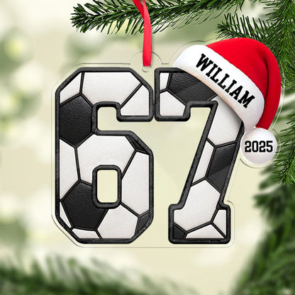 Custom Name 6 7 Soccer Acrylic Ornament | Personalized Trending 6 7 Meme Sports Christmas Ornament 683656