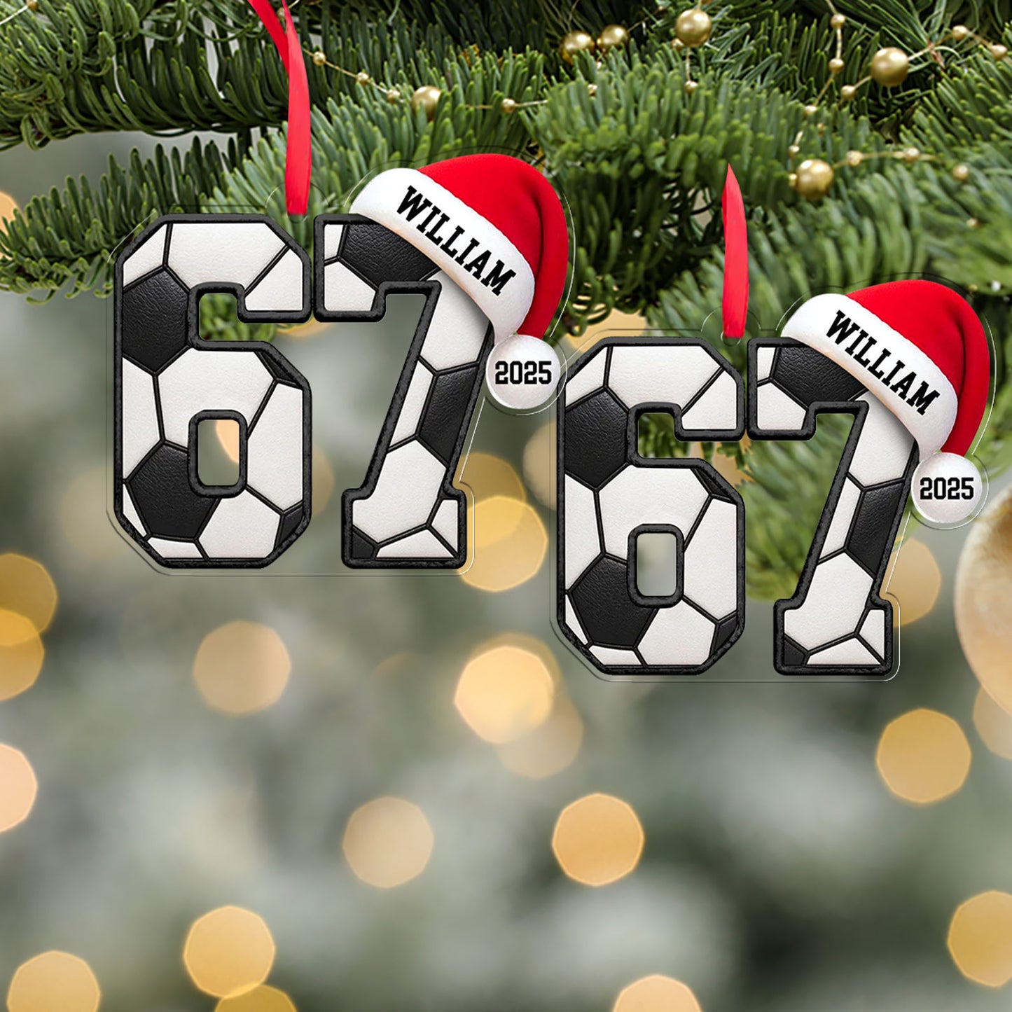 Custom Name 6 7 Soccer Acrylic Ornament | Personalized Trending 6 7 Meme Sports Christmas Ornament 683656