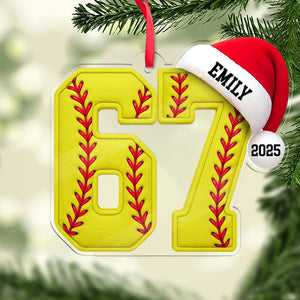 Custom Name 6 7 Softball Acrylic Ornament | Personalized Trending 6 7 Meme Sports Christmas Ornament 683656