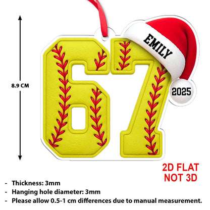 Custom Name 6 7 Softball Acrylic Ornament | Personalized Trending 6 7 Meme Sports Christmas Ornament 683656