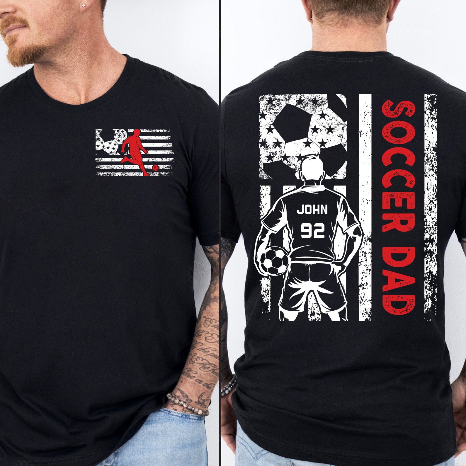 Custom Soccer Dad Shirt | Personalized Custom Name and Number T-shirt | Father's Day Dark Shirt Gift | Gift for Dad | Gift for Husband | Front & Back Shirt 682442