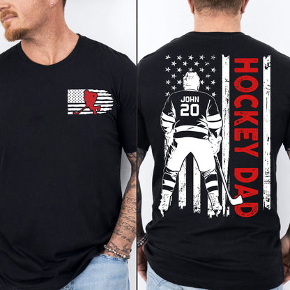 Custom Hockey Dad Shirt | Personalized Custom Name and Number T-shirt | Father's Day Dark Shirt Gift | Gift for Dad | Gift for Husband | Front & Back Shirt 682438