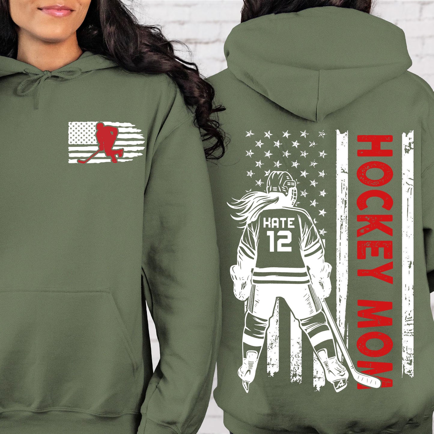 Custom Hockey Mom Shirt | Personalized Custom Name and Number T-shirt | Gift for Mom | Gift for Wife | Front & Back Shirt 682441