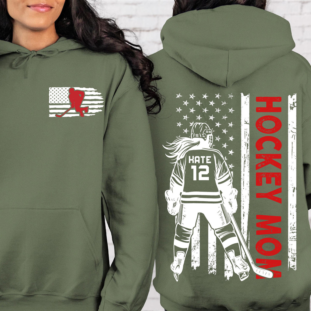 Custom Hockey Mom Shirt | Personalized Custom Name and Number T-shirt | Gift for Mom | Gift for Wife | Front & Back Shirt 682441