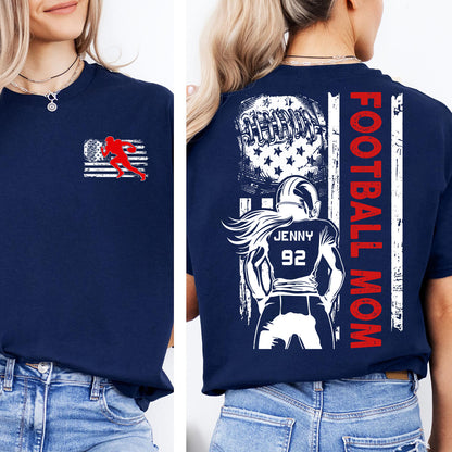 Custom Football Mom Shirt | Personalized Custom Name and Number T-shirt | Gift for Mom | Gift for Wife | Front & Back Shirt 682440