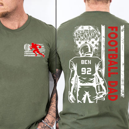 Custom Football Dad Shirt | Personalized Custom Name and Number T-shirt | Father's Day Dark Shirt Gift | Gift for Dad | Gift for Husband | Front & Back Shirt 682437