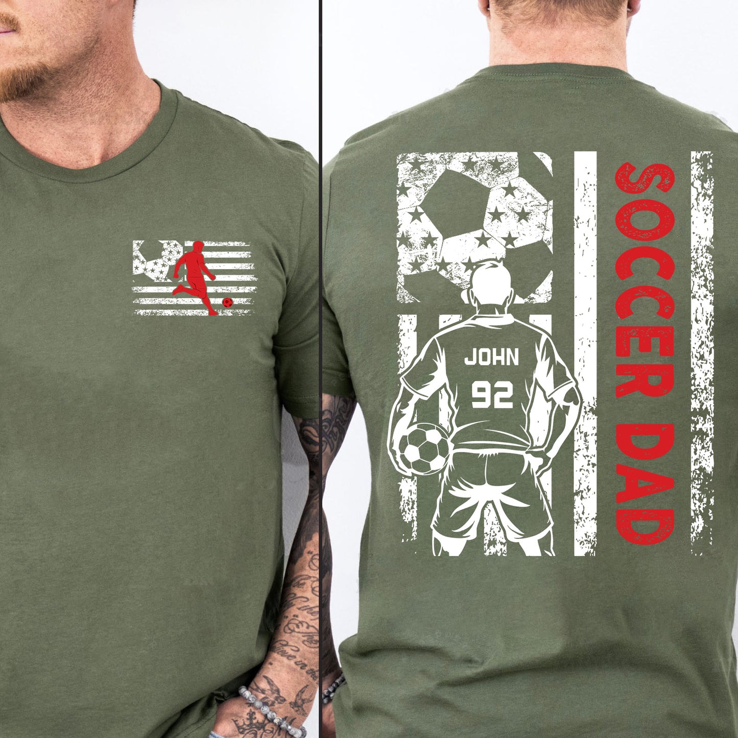 Custom Soccer Dad Shirt | Personalized Custom Name and Number T-shirt | Father's Day Dark Shirt Gift | Gift for Dad | Gift for Husband | Front & Back Shirt 682442