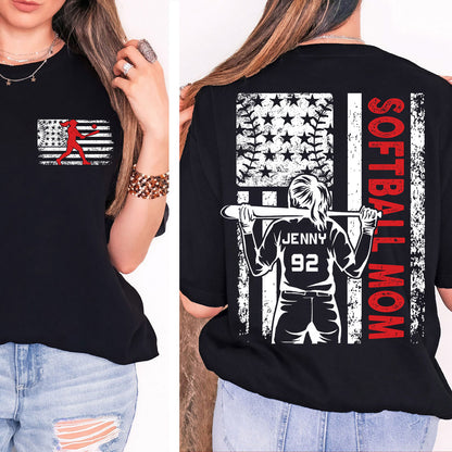 Custom Softball Mom Shirt | Personalized Custom Name and Number T-shirt | Gift for Mom | Gift for Wife | Front & Back Shirt 682436