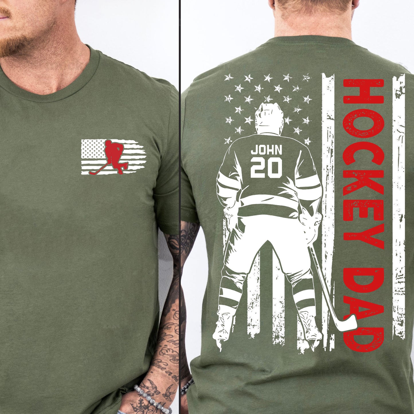 Custom Hockey Dad Shirt | Personalized Custom Name and Number T-shirt | Father's Day Dark Shirt Gift | Gift for Dad | Gift for Husband | Front & Back Shirt 682438