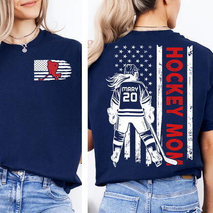 Custom Hockey Mom Shirt | Personalized Custom Name and Number T-shirt | Gift for Mom | Gift for Wife | Front & Back Shirt 682441