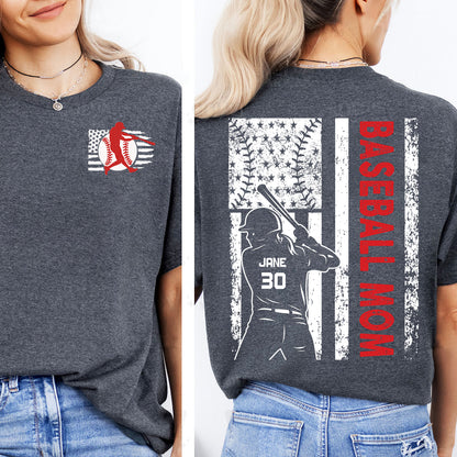 Custom Baseball Mom Shirt | Personalized Custom Name and Number T-shirt | Gift for Mom | Gift for Wife | Front & Back Shirt 682241