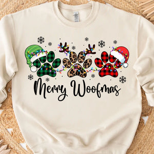 Merry Woofmas Sweatshirt, Pet Lovers Christmas Sweatshirt, Happy Christmas Ugly Sweatshirt - K1491