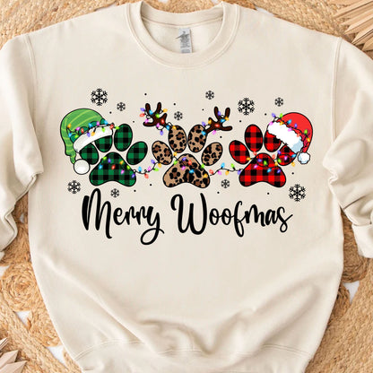Merry Woofmas Sweatshirt, Pet Lovers Christmas Sweatshirt, Happy Christmas Ugly Sweatshirt - K1491