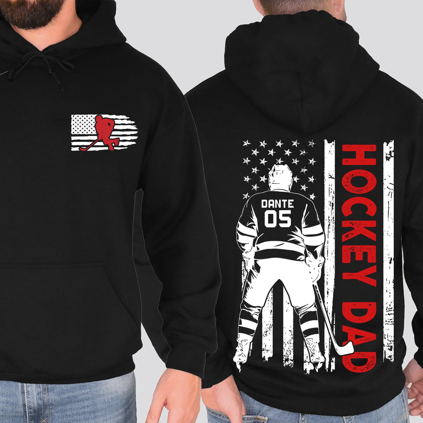 Custom Hockey Dad Shirt | Personalized Custom Name and Number T-shirt | Father's Day Dark Shirt Gift | Gift for Dad | Gift for Husband | Front & Back Shirt 682438