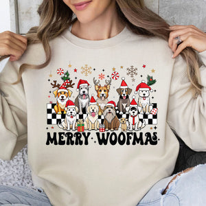 Merry Woofmas Sweatshirt, Pet Lovers Christmas Sweatshirt, Happy Christmas Ugly Sweatshirt - K1492